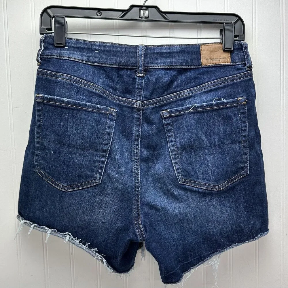 American Eagle Shorts Super Hi-Rise Shortie 8 Next Level Denim Jean Distress